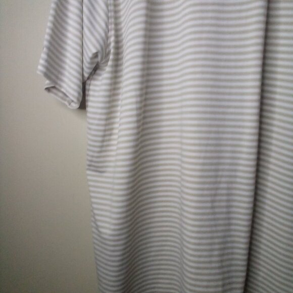 Pebble Beach Polo Shirt Men XXL Short Sleeve Performance Stripe White Tan - Picture 12 of 14